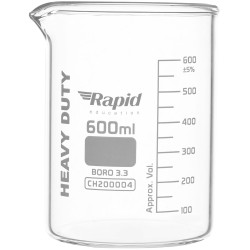 Rapid CH200004 Heavy Duty Borosilicate Glass Beaker 600ml pack of 6