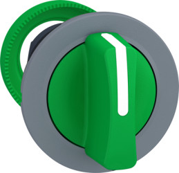 Toggle switch, 3 positions, unlit, latching, waistband round, green, front ring gray, 45°, mounting Ø 30.5 mm, ZB5FD803C0