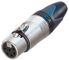 XLR jack, 6 pole, silver-plated, 1.0 mm², AWG 18, zinc die casting, NC6FXX