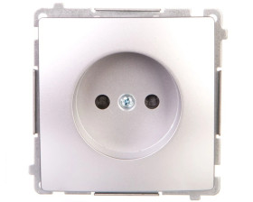 Simon Basic Gniazdo pojedyncze b/u z przesłonami torów prądowych 16A 250V srebrny mat BMG1z.01/43