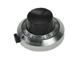 Licznik obrotów/gałka; dial 6007; 6,35mm; szary; czarny; fi 46/25mm; 25mm; ABS; aluminium; ze skalą; 15; Omter