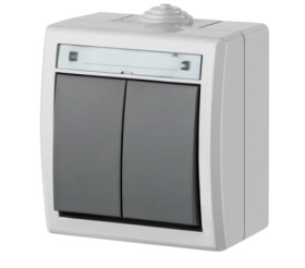 Łącznik świecznikowy podwójny hermetyczny IP55 szary ŁNT 1202-10