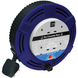 Masterplug MCT0813/4BL-MP Cassette Cable Reel 240V 13A 4Socket Thermal CutOut 8m