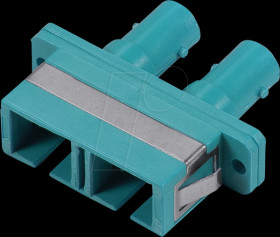 62012D-K-AQUA FO adapter, ST Duplex / SC Duplex, OM3, aqua