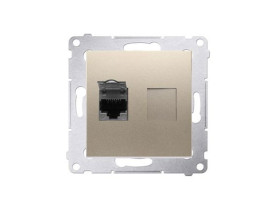 SIMON 54 Gniazdo komputerowe RJ45 złoty mat kat.6 ekranowane z przesłoną przeciwkurzową D61E.01/44 KONTAKT SIMON