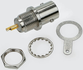 Złącze koncentryczne Montaż na panelu Żeński 50Ω typ złącza Złącze BNC 0 to 4GHz Lutowane