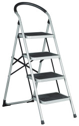 Schodki przenośne 4-stopniowe Stal wysokość 1.29m RS PRO Srebrnoszary