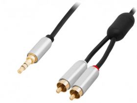 PRZEWOD JACK 2*RCA 1.5M METAL