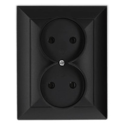 OPAL Gniazdo podwójne bez uziemienia czarny mat GPt-5 Op CZ/MAT