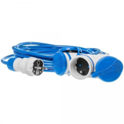 Przedłużacz elektryczny Kabel zasilający budowlany Premium poliuretanowy PUR (H07BQ-F) 3x2,5mm2 (wtyk / 3 gniazda z klapką) 16A