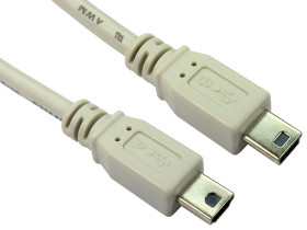 Kabel USB Złącze A Mini USB A Złącze B Mini USB B dł. 1m Przewód USB USB 2.0 kolor: Szary
