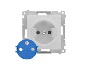SIMON 55 Gniazdo DATA z kluczem uprawniającym 16 A 250 V szybkozłącza aluminium mat TGD1CZ.01/143 KONTAKT SIMON