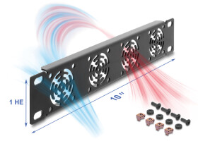 67430 10" rack panel, 1 U, for 4 fans, dark gray