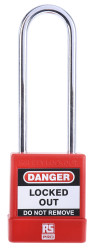Blokada Kłódki zabezpieczające RS PRO rozmiar mocowania 46mm Czerwony długość pałąka: 46mm zamki: 1