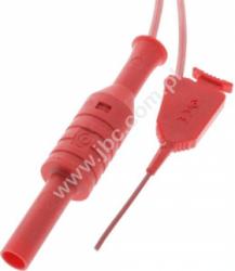 6606-D4-50-RT Klips mini SMD, pazurkowy, z przewodem zakończonym gniazdem izolowanym 4mm, czerwony, ELECTRO-PJP, 6606D450RT