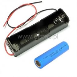 Pojemnik na aku. 1x L18650 wyprowadzone przewody