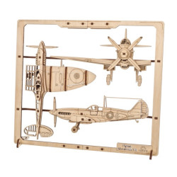 Myśliwiec - wersja 2,5D - model mechaniczny do składania - fornir - 47 elementów - Ugearsmodels
