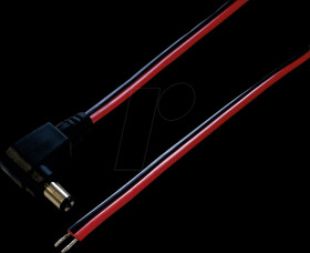 DC connection cable, plug, 2.1 mm, angled, 2.0 m