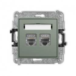 MINI Mechanizm gniazda komputerowego podwójnego 2xRJ45, kat. 7, ekranowany, 8-stykowy szałwiowy 61MGK-10