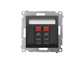 SIMON 54 Gniazdo głośnikowe podwójne czarny z polem opisowym (moduł) DGL32.01/49 KONTAKT SIMON