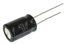 Kondensator 470μF 35V dc Radialny, Otwór przelotowy Panasonic roztaw: 5mm 10 (Dia.) x 16mm
