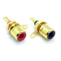 Gniazdo RCA - Montażowe GOLD Czarne