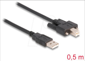 87197 USB 2.0 cable, A male to B male, screwable, 0.5 m