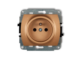 TREND Gniazdo pojedyncze z uziemieniem (przesłony torów prądowych) złoty metalik 8GP-1zp KARLIK