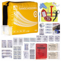 Apteczka pierwszej pomocy samochodowa bogato wyposażona wesja PRO żółta MEDAID