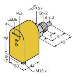 Turck 6870030 Czujnik zanurzeniowy FCS-G1/2A4P-2AP8X-H1140, 19.2 - 28.8 V/DC, 1 szt.
