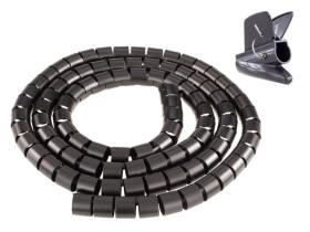 Elastyczny organizer biurkowy typu CABLEZIP maskownica do kabli i przewodów 2,6m 20mm czarny