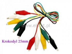 Krokodylek 25mm, x2 + kabel 50cm ( R, G, W, B, Y )