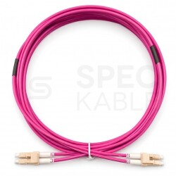 Patchcord światłowodowy MM LC/UPC-LC/UPC duplex 3mm OM4 bezhalogenowy LSOH magenta 1m NEKU