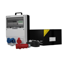 Rozdzielnica budowlana z licznikiem zużycia energii i kablem TD-S/FI SKH 16A 2x230V Schuko Doktorvolt DV-9832-D