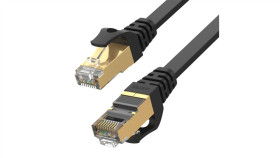 Patchcord S/Stp Kat.7 Kabel Sieciowy Lan 2X Rj45 Płaski Linka Poe Czarny 1M...