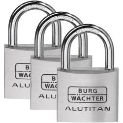 Burg W&#xE4;chter 36251 Padlock Set 3-Keyed Alike Aluminium Rust-Free Steel