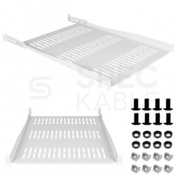 Półka regulowana do szafy RACK 19" 1U 650mm (750mm) szara NEKU
