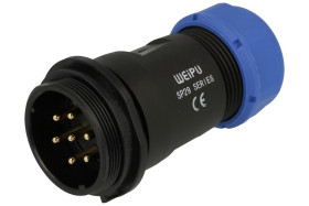 Wtyk; SP2911C/P7II-1N; 7 torów; proste; lutowany; 4,0mm2; 13-16mm; SP29; na przewód; 30mm; skręcane; nylon66; niebiesko-czarny;