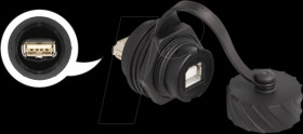 88010 USB 2.0 adapter, B female to A female, IP68, built-in