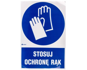 Samoprzylepna tabliczka ostrzegawcza /Stosuj ochronę rąk z podpisem/ IM/009/1/C1/F