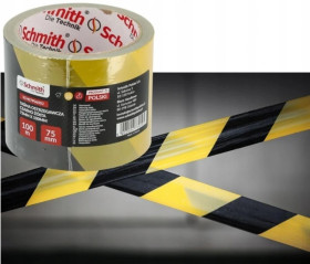 Taśma ostrzegawcza żółto-czarna foliowa budowlana BHP 75mm 100m SCHMITH