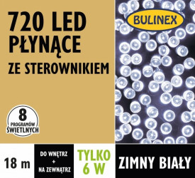 Lampki Bulinex 720led białe zimne 18,00m płynące sznur