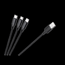 Kabel USB 3w1 microUSB, USB-C, Lightning 1m