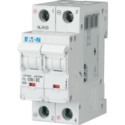 Wyłącznik nadprądowy MCB, Typ C, 2-biegunowy, 50A, 440V, 48V, Eaton, PXL