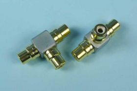 TRÓJNIK CINCH 1xGN->2xGN CHROM ZŁOTY VIT