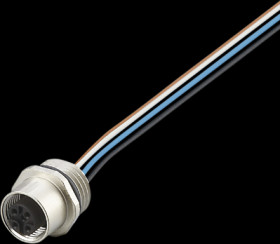 Panel socket, M12, 4 pole, straight, E70156