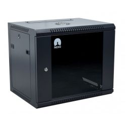 Szafa wisząca RACK 19" 9U 450mm drzwi szklane czarna NEKU TS BOX
