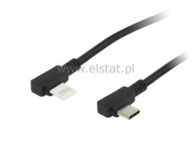 Kabel WT USB - WT USB typ C czarny 1m (2.0) kątowy