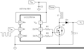 4-A/8-A single-channel gate driver with 5-V UVLO, split outputs, 5-V IN handling