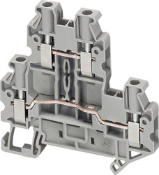 Terminal block, 4 pole, 0.2-4.0 mm², clamping points: 2, gray, screw connection, 30 A, NSYTRV44D